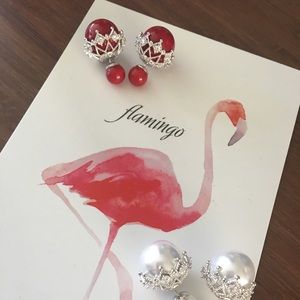 Red ball earrings